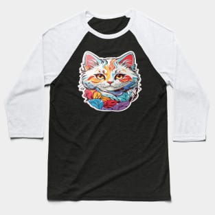 Cute Peeking cat Baseball T-Shirt